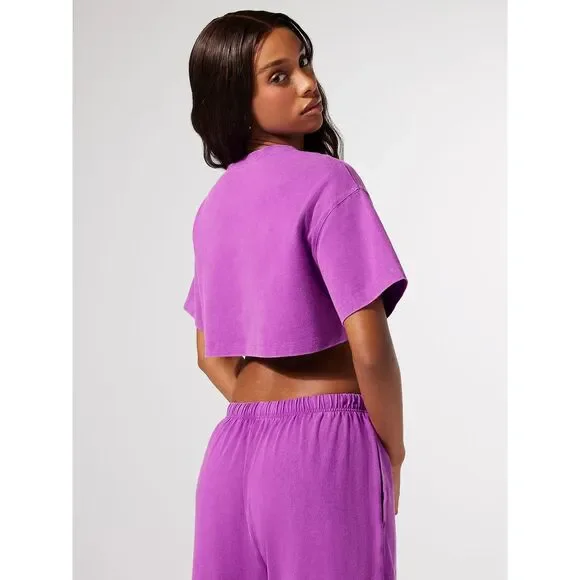 savage x fenty Essential Heavy Jersey Washed Cropped Tee medium - Picture 2 of 4